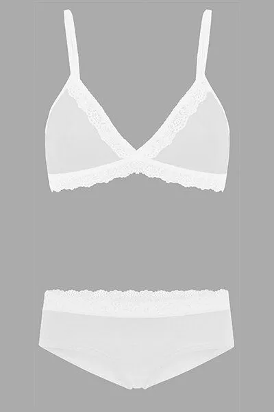 Frija Omina Frija Omina Set: Bio BH + Hipster Spitze hell, Weiß, – Produktbild 3 von 4