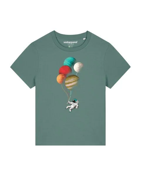 watapparel watapparel T-Shirt Frauen Balloon Spaceman, Green bay, – Produktbild 1 von 3