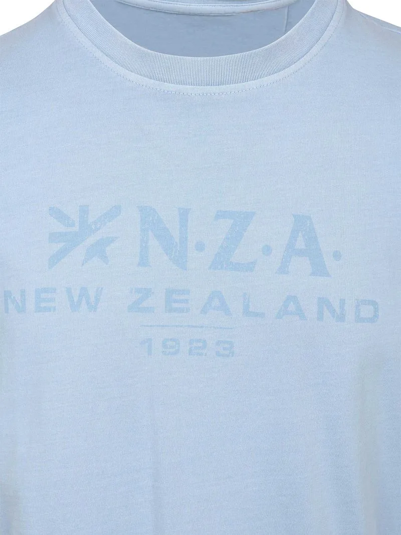 new zealand auckland new zealand auckland NZA T-Shirt Faded Logo Himmelblau, Hellblau, – Produktbild 5 von 5