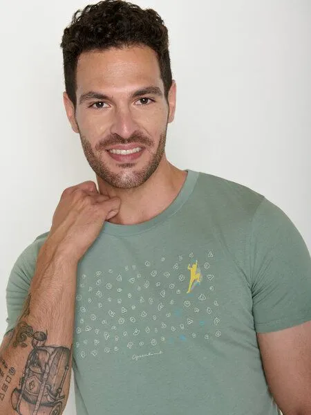GreenBomb GreenBomb Lifestyle Boulderer Guide T-Shirt aus Bio-Baumwolle, Grün (weicher salbei), – Produktbild 3 von 5