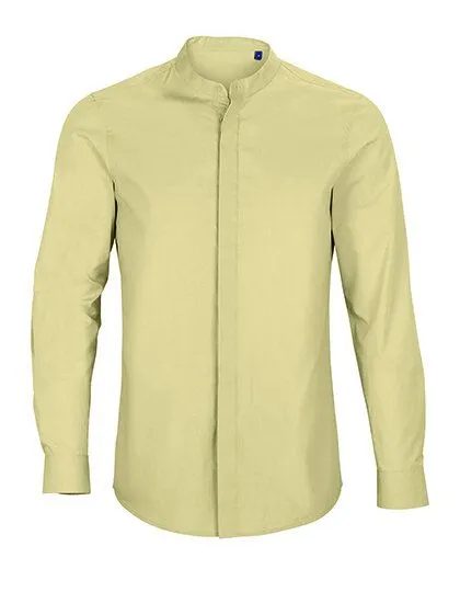 NEOBLU NEOBLU Herren Hemd Langarm Arbeitskleidung Businesshemd Verdeckte Knopfleiste Mandarinkragen, Beige, – Produktbild 2 von 3