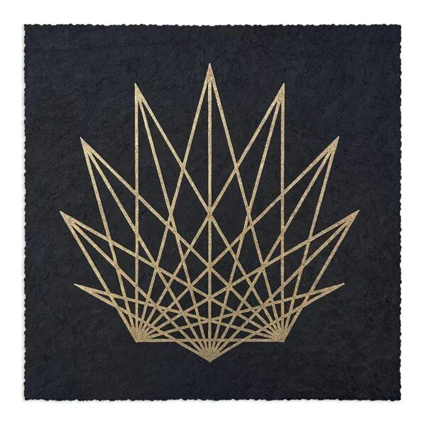 Veskor Cassiopeia Veskor Cassiopeia STAR SHELL Heilige Geometrie Linoldruck | 22 × 22 cm | Gold auf Schwarz – Produktbild 1 von 4
