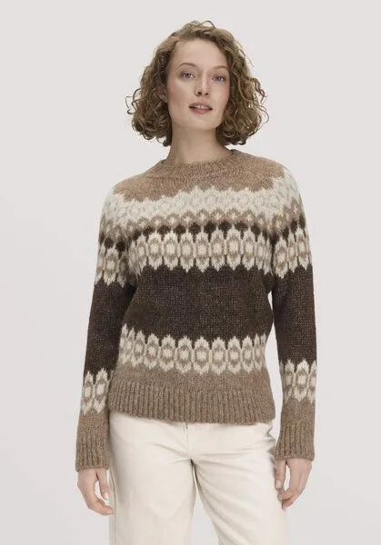 hessnatur hessnatur Stick Pullover Relaxed aus Alpaka und Bio-Baumwolle, Naturbraun, – Produktbild 1 von 4