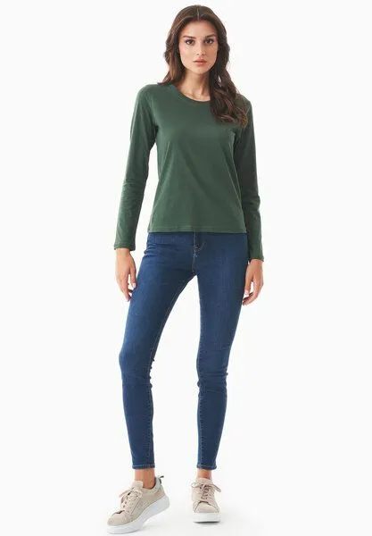 ORGANICATION ORGANICATION Langarmshirt aus Bio-Baumwolle, Dark olive, – Produktbild 2 von 4