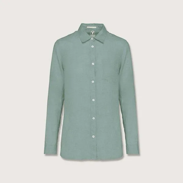 YTWOO YTWOO Damen Leinenbluse, Jade green, – Produktbild 1 von 2
