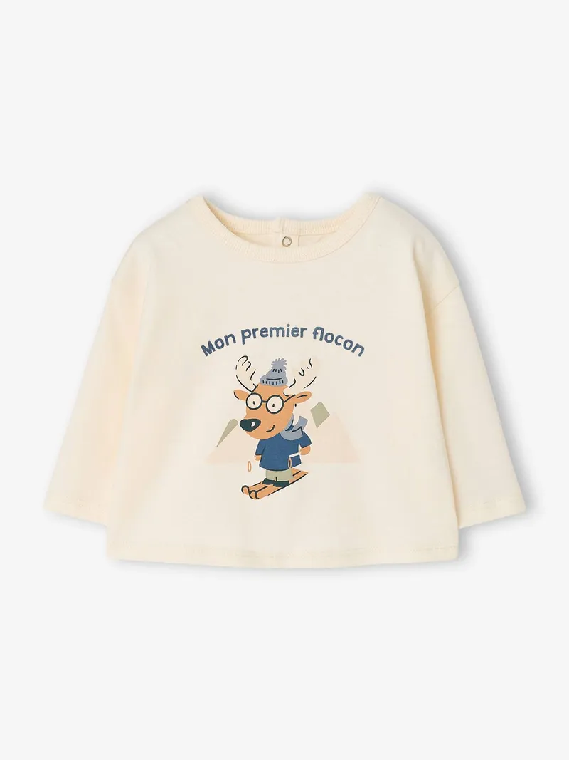 Vertbaudet Baby Shirt mit Schriftzug, Wollweiß, – Produktbild 3 von 4