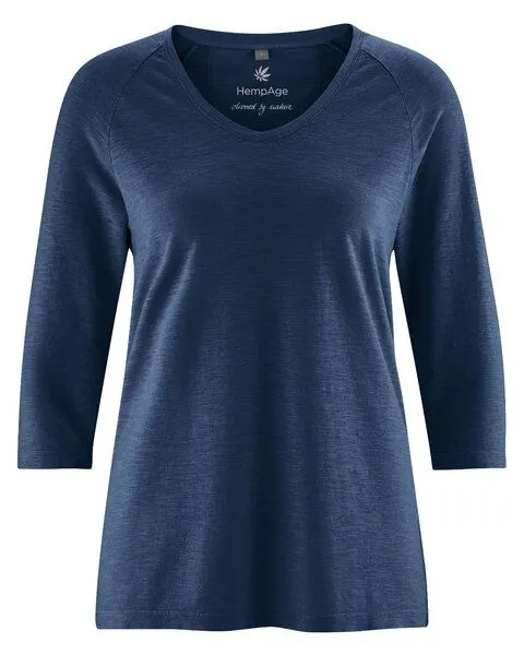 HempAge HempAge Raglanshirt mit 3/4-Arm Hanf/Biobaumwolle, Navy (blau), – Produktbild 1 von 4