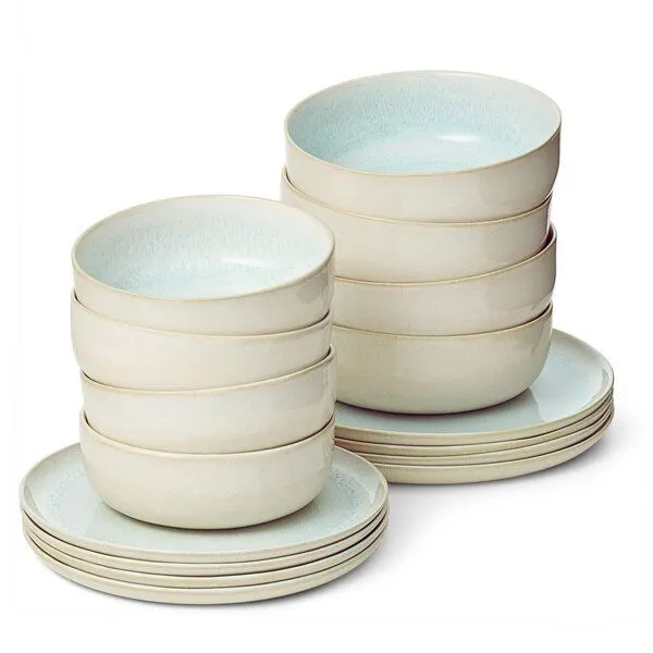 Econovo Econovo Geschirrset Keramik 16-tlg., Hellblau-weiss (hellblau), – Produktbild 1 von 4