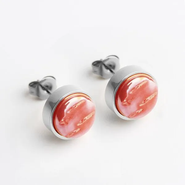 ALEXASCHA ALEXASCHA Edelstahl Ohrstecker mit Glasstein | Silber, Kirschrot, – Produktbild 1 von 4