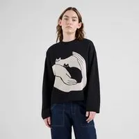 Dedicated DEDICATED Damen Strickpullover Sweater Limhamn Kittens Black, Schwarz weiß, – Produktbild 1 von 1