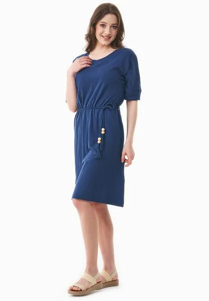 ORGANICATION ORGANICATION Jerseykleid aus Bio-Baumwolle und Leinen, Blau(navy), – Produktbild 3 von 4