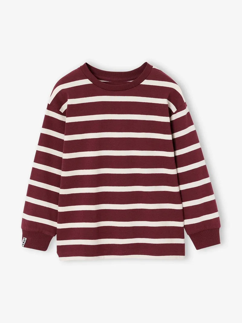 Vertbaudet Gestreiftes Jungen Rundhals-Shirt personalisierbar, Bordeaux, – Produktbild 3 von 3