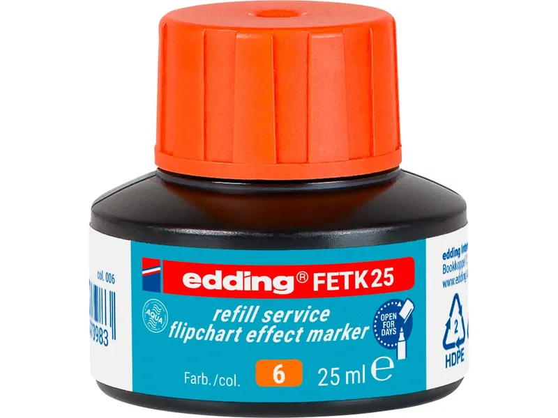 Edding Edding Nachfülltinte "FETK 25" Flipchart Effektmarker, 25ml, Orange, – Produktbild 1 von 1