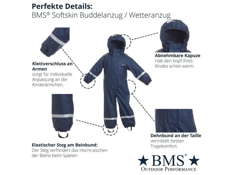 BMS BMS Baby und Kinder Ganzjahr-Regenoverall Softskin marine Gr. 98, Blau, – Produktbild 2 von 2