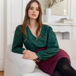 WiDDA berlin WiDDA berlin Bluse LUBO mit Print in Petrol Blatt – Produktbild 1 von 1