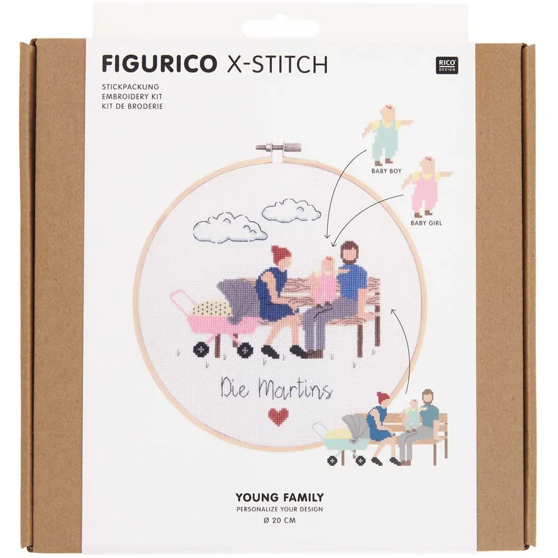 Rico Design Rico Design Figurico Stickpackung Young Family 20cm – Produktbild 1 von 1