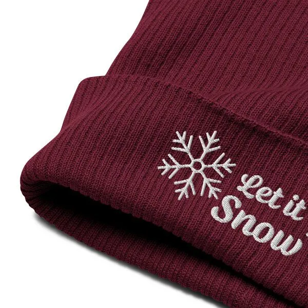 PepMelon Let it snow bestickte Bio-Rippmütze, Burgundy (rot), – Produktbild 4 von 4
