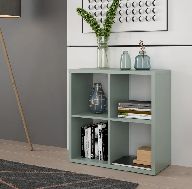 FORTE Standregal Mauro, Fachgröße 33x33cm, 4 Fächer, Grün, – Produktbild 3 von 5