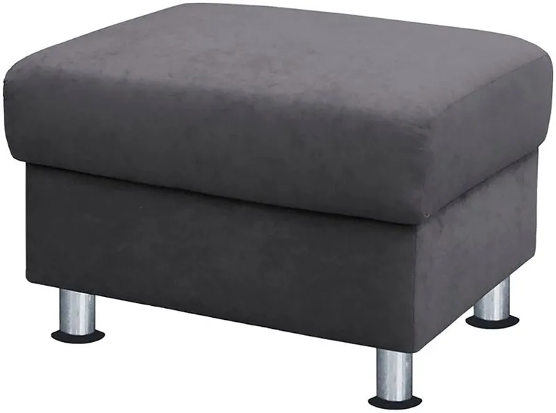 TRENDMANUFAKTUR Hocker Rondo 67 cm, Fußhocker, komfortabel, Federkern optional, Chromfüße, Fußhocker wahlweise mit Federkern, in verschiedenen Bezügen bestellbar, Grau, – Produktbild 2 von 5