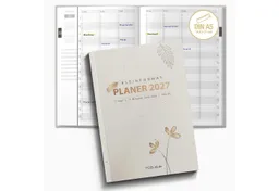 TOBJA Buchkalender Praxisplaner 2027 A5 Flora Terminplaner Salon Kosmetik 15 Min Takt FSC, 15-Min-Takt 7-21 Uhr, A5, 1 Wo 2 Seiten, FSC-Papier, Blumen-Design – Produktbild 1 von 1