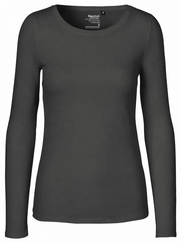 Neutral Neutral Langarmshirt Damen Long Sleeve T-Shirt / 100% Fairtrade-Baumwolle, Charcoal, – Produktbild 2 von 3