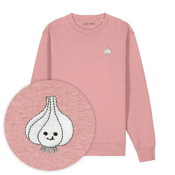 LIGARTI Bestickter Pullover – Knoblauch – LIGARTI Tiermanufaktur, Altrosa, – Produktbild 1 von 3