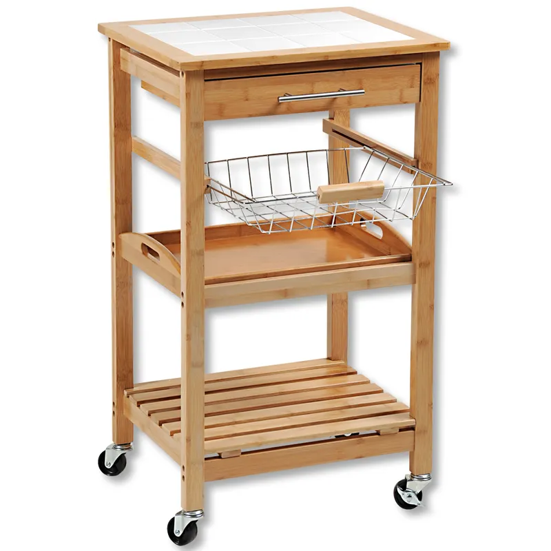 Kesper Küchenwagen mit hitzebeständiger Abdeckplatte, Braun, – Produktbild 3 von 3