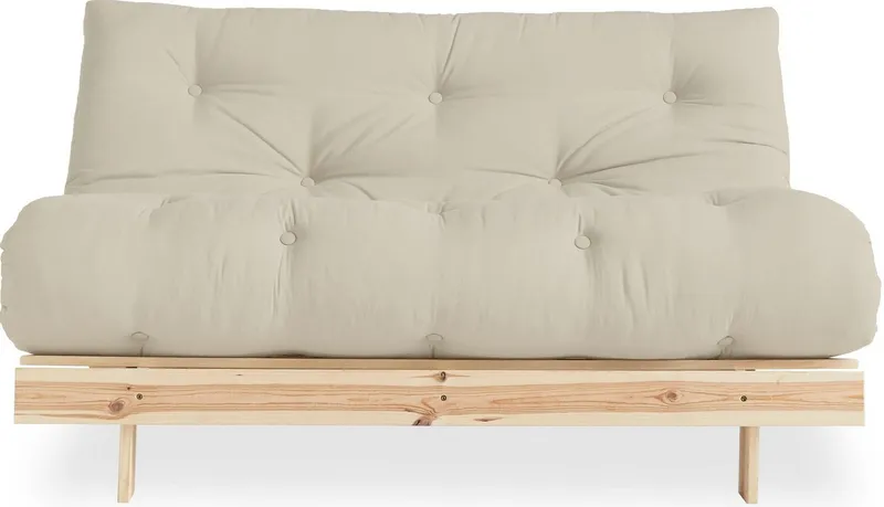 Karup Design Daybett Roots Sofa Bed, Schlafsofa, Bettfunktion, FSC®-Massivholz, Inkl. Futonmatratze, Made in Europe, langlebig, B: 140 oder 160 cm, Beige|grau, – Produktbild 3 von 5