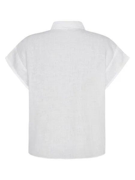 KnowledgeCotton Apparel KnowledgeCotton Apparel ASTER faltbares Kurzarm-Leinenhemd - Bio-Leinen - GOTS/Vegan, Weiss (bright-white), – Produktbild 3 von 4