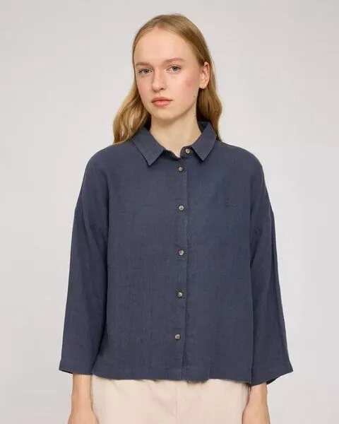 Mazine Mazine Sommerbluse Linen 3/4 - aus 100% Leinen, Ink blue (blau), – Produktbild 1 von 2