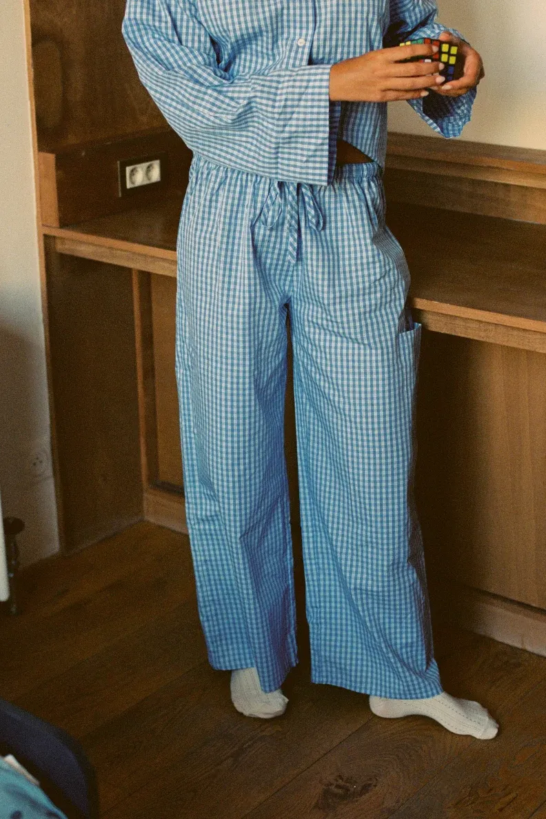 Nénés Nénés Damen vegan Hose Diana Kariert Blau, Blau, – Produktbild 2 von 2