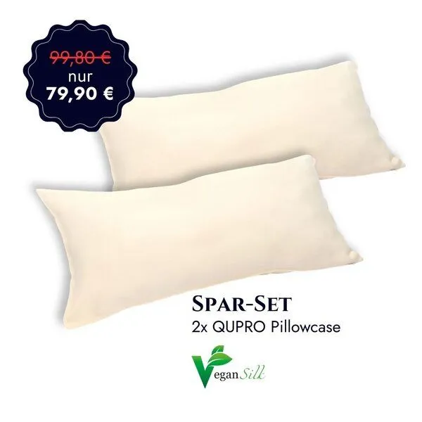 Qupro Qupro Pillowcase Doppelpack beige vegane Seide (40 x 80 cm) – Produktbild 4 von 4