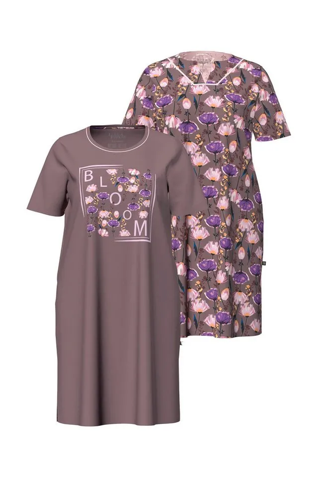 Ulla Popken Bigshirt Bigshirts im 2er-Pack Rundhals-/Tunika-Ausschnitt, Beige|braun, – Produktbild 2 von 3