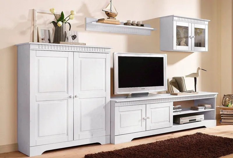OTTO home Kommode Cubrix, aus schönem massivem Kiefernholz, Höhe 100 cm, Weiß, – Produktbild 1 von 5