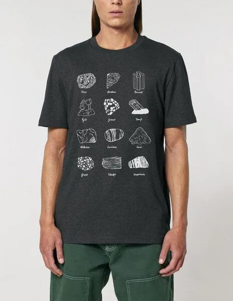 UNIPOLAR Unipolar Geologie T-Shirt | Gesteinsarten, Dark heather grey, – Produktbild 1 von 3