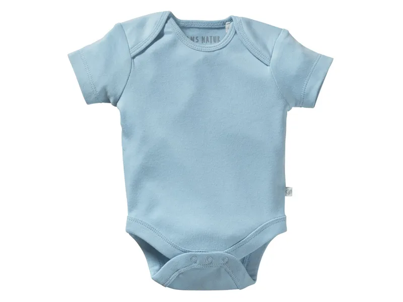 HANS NATUR Baby Body Kurzarm Bio-Baumwolle hellblau Gr. 50/56, Blau, – Produktbild 1 von 2