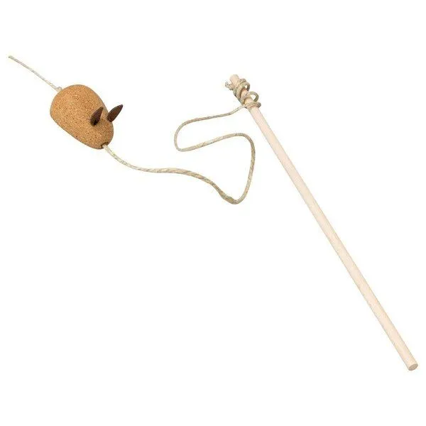 Kork-Deko Kork-Deko Katzenangel mit Korkmaus & Hanfseil | Natur Katzenspielzeug Made in Germany – Produktbild 3 von 4