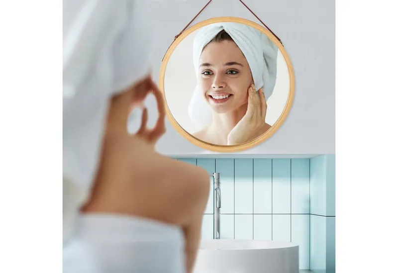 RELAXDAYS RELAXDAYS Wandspiegel Hängespiegel rund mit Bambusrahmen (3-St), Braun, – Produktbild 2 von 5