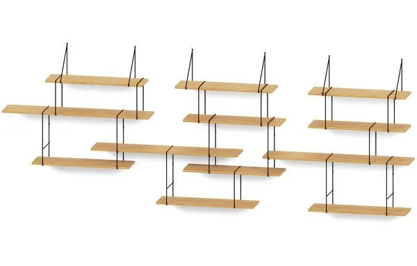 Hausen Hausen Wandregal LINK Trio shelf oak / black, Black, – Produktbild 2 von 4