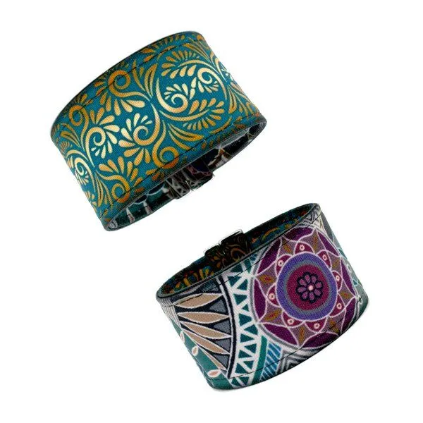Seegarn Seegarn Wende-Armband 4cm, Ornament (petrol) / mandala (beige), – Produktbild 1 von 2