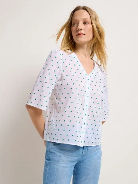 LANIUS LANIUS 3/4-Arm Bluse aus Bio-Baumwolle, Print polka dots green, – Produktbild 2 von 4