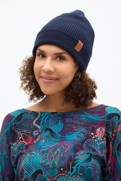 KOKOworld Mütze Peak Knit – Fairtrade Cotton – Klassische Beanie – Warm – Unisex – KOKOworld, Navy (marine), – Produktbild 2 von 3