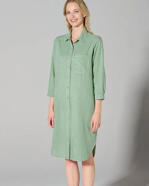 HempAge HempAge Hanf Tunika mit Polokragen, Menta, – Produktbild 3 von 4
