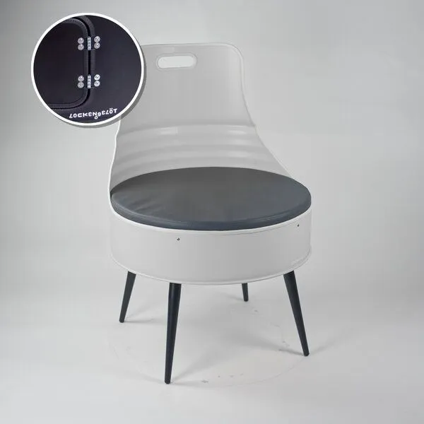 Lockengelöt Lockengelöt Stuhl aus einem Hamburger Ölfass, Schwarz (gepulvert), – Produktbild 1 von 2