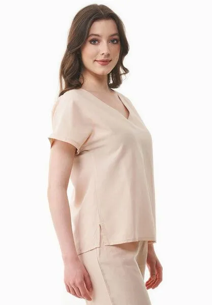 ORGANICATION ORGANICATION Bluse aus TENCEL Lyocell und Leinen, Beige(soft beige), – Produktbild 3 von 4