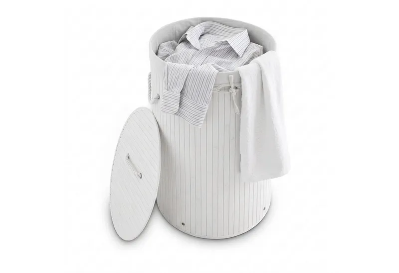 RELAXDAYS RELAXDAYS Wäschekorb Bambus rund (1 St), Weiß, – Produktbild 1 von 5