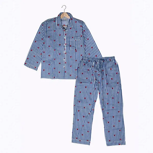 KIKOONI KIKOONI Baumwoll Pyjama "Sleepy K", Love edition blue, – Produktbild 1 von 3