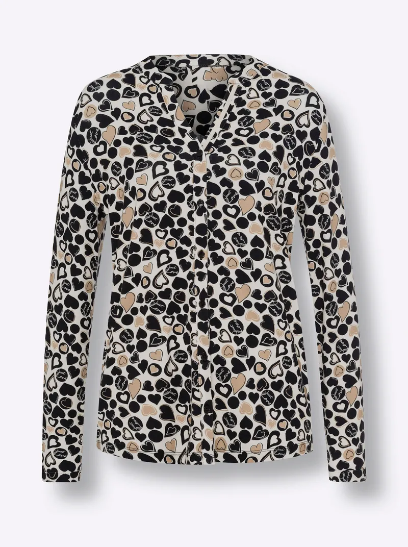 heine Jersey-Bluse, Champagner-schwarz-bedruckt, – Produktbild 1 von 2