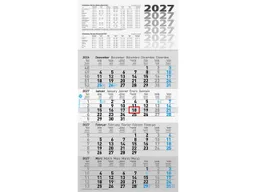 BRUNNEN Glocken Viermonatskalender 2027 aus Recyclingpapier UWS, 30 x 55,5 cm – Produktbild 1 von 1