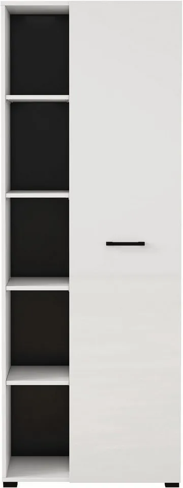 OTTO home Aktenschrank Moid, moderner Mehrzweckschrank, Maße: 64,5x41,5x175 cm, 5 Fächer mit viel Stauraum, Weiß, – Produktbild 2 von 8